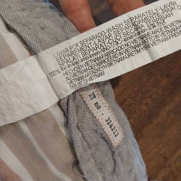 Zara 100% Linen Pants Mens M 32 x 27 Gray Light Blue Drawstring Casual Pull On. - Picture 9 of 12